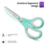 Scissors, iBayam 8" Multipurpose Scissors Bulk Ultra Sharp Shears, Comfort-Grip Sturdy Scissors for Office Home School Sewing Fabric Craft Supplies, Right/Left Handed, 3-Pack, Mint, Grey, Purple