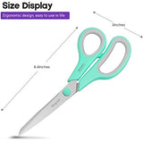 Scissors, iBayam 8" Multipurpose Scissors Bulk Ultra Sharp Shears, Comfort-Grip Sturdy Scissors for Office Home School Sewing Fabric Craft Supplies, Right/Left Handed, 3-Pack, Mint, Grey, Purple