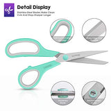 Scissors, iBayam 8" Multipurpose Scissors Bulk Ultra Sharp Shears, Comfort-Grip Sturdy Scissors for Office Home School Sewing Fabric Craft Supplies, Right/Left Handed, 3-Pack, Mint, Grey, Purple