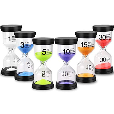 Sand Timers -  1 min/3 mins/5 mins/10 mins/15 mins/30 mins (Pack of 6)