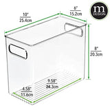 mDesign Tall Plastic Office Storage Bin with Handles