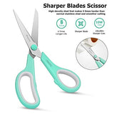 Scissors, iBayam 8" Multipurpose Scissors Bulk Ultra Sharp Shears, Comfort-Grip Sturdy Scissors for Office Home School Sewing Fabric Craft Supplies, Right/Left Handed, 3-Pack, Mint, Grey, Purple