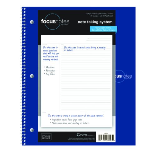 TOPS FocusNotes Note Taking System 1-Subject Notebook, 11 x 9 Inches
