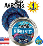 Crazy Aaron's Putty Color Shock & Holo Mini Tins (.47oz Each) Sun Beam, Coral Reef, Eternal Flame & Moonlight Gift Set Bundle - 4 Pack